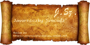 Javorniczky Szecső névjegykártya